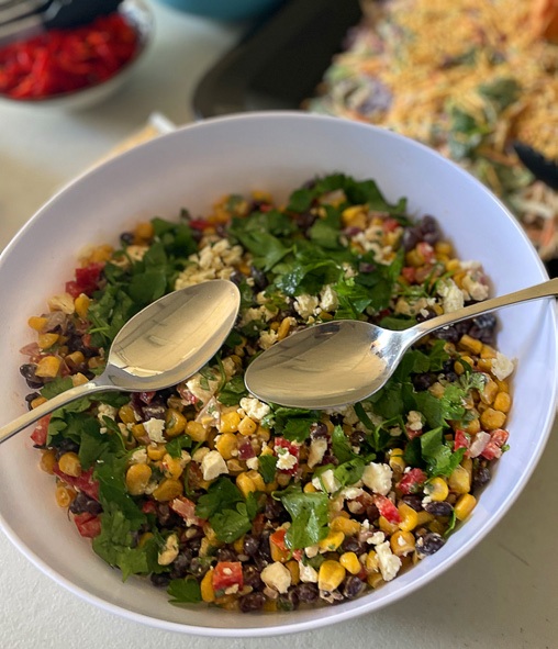 Plated meal on a timber table